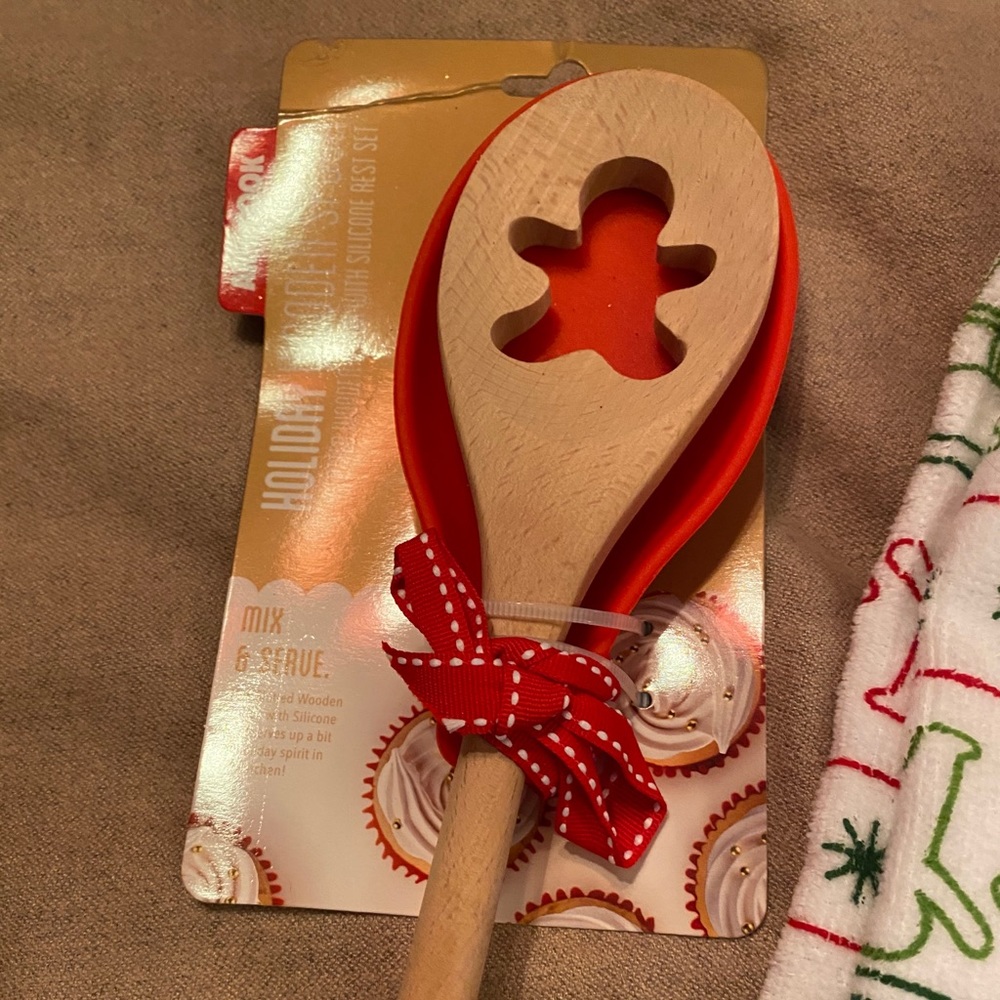 Christmas wooden spoon & spoon rest NEW
